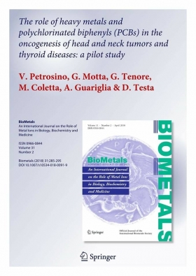 The role of heavy metals and polychlorinated biphenyls (PCBs) in the oncogenesis -     * Vincenzo Petrosino  *